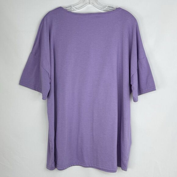 Women Blouse Size 2XL Pretty Purple Pull Over Short Sleeve! - Picture 2 of 11